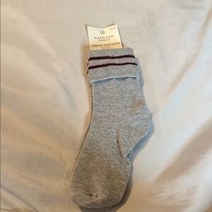American Eagle Outfitters Gray and Maroon Crew Socks